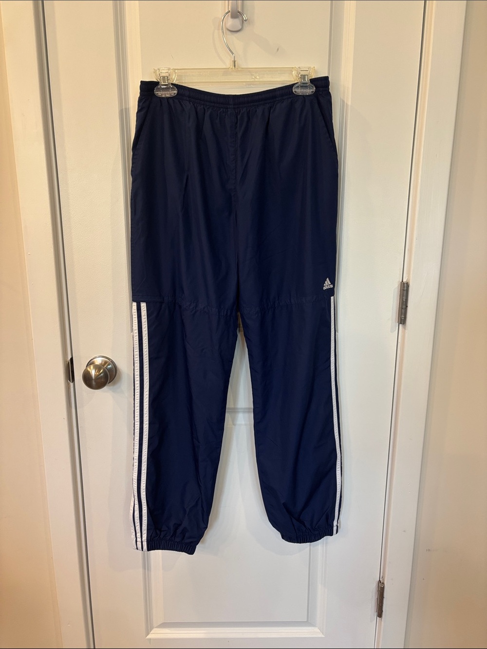 adidas Navy Blue Girl’s Track Pants with White Side Stripes